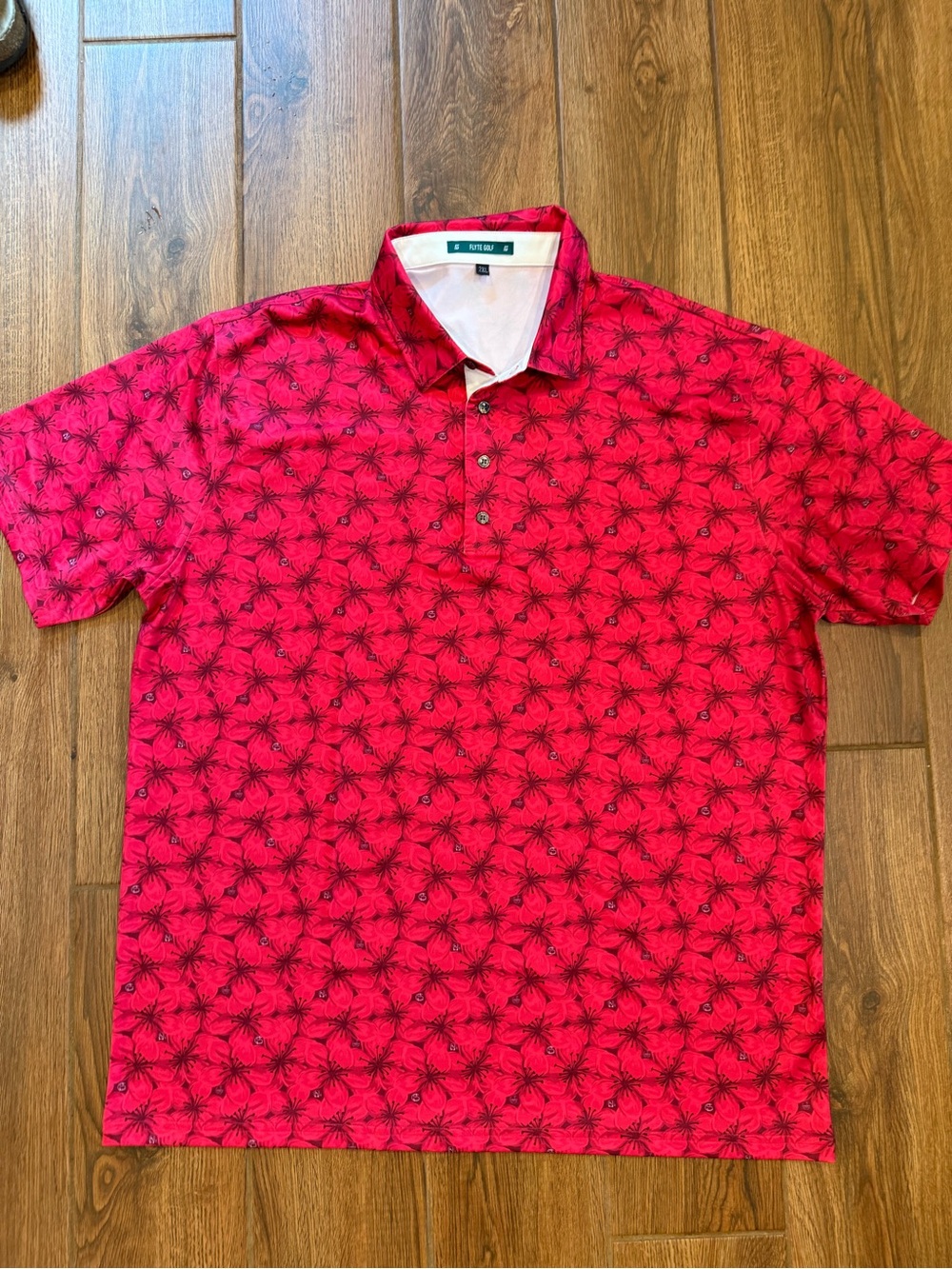 Red Printed Men's Polo Shirt - Unknown Brand